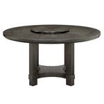 ZUN 1pc Transitional Round Table with Lazy Susan Dark Brown Finish Single Pedestal Wooden Dining Room B011P207874