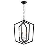 4-Light Farmhouse Kitchen Chandeliers, Matte Black and Sliver Vintage Rustic Cage Light Fixture W1592P209924