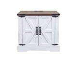 ON-TREND Farmhouse End Table with Charging Station, Rustic Wood Nightstand with Adjustable Shelf, N721P246478K