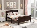 Full Size Wood Platform Bed with Headboard and Wooden Slat Support WF289141AAP
