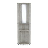 Nashville Corner Bar Cabinet Unit with Wine Glass Rack and Lower Cabinet, Concrete Gray B097P167443