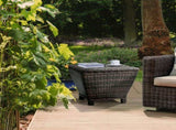 Outdoor PE Wicker Side Table with Storage, Small Patio Storage Bin Container for Hose Cushion Towel, 12967570