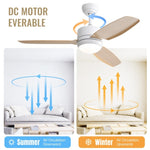 ZUN 46 Inch Ceiling Fan with Lights 3 ABS Blades 6-speed DC Motor Remote Control for Bedroom W934P210879