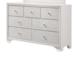 1pc Modern Glam Style White Finish Glam Seven Drawer Dresser Embossed Crocodile Pattern Wooden B011P217894
