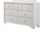 ZUN 1pc Modern Glam Style White Finish Glam Seven Drawer Dresser Embossed Crocodile Pattern Wooden B011P217894