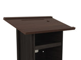 Wood Podium Stand, 44" Tall Wooden Lectern with Mic Stand Space, sliding shelf with cup holder and 17888935