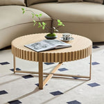 ZUN Modern Handcraft Drum Coffee Table 31.5 inch Round Coffee Table for Living Room,Small Coffee Table W2582P167668