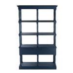 ZUN 51x19.5x81.5", Blue Four Tiered Wooden Shelf with Two Drawers, Farmhouse Wood Bookcase Display W2078P171845
