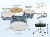 14"x10" 3-Pieces Junior Kids Drum Set Kit Pedal Drum Stick Wrench Drum Stool 28241707