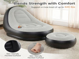 Inflatable Sofa with Ottoman Set, 104.1412790.17cm Flocked PVC Blow-Up Couch 220LBS Capacity with 23964740