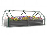 69 Inch 3-in-1 Mini Greenhouse with Raised Garden Bed Galvanized Steel Planter Box with Zippered 01960438