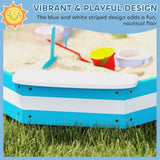 Blue Kids Sandbox with 4 Corner Seats,52" x 52" x 6" 76812357