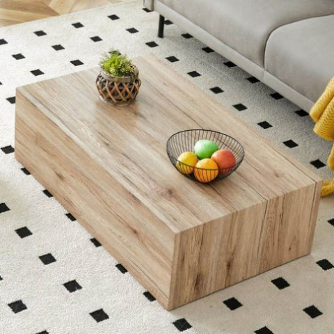 ZUN Modern MDF coffee table with wood texture pattern -39.3x23.6x11.8 inches - stylish and durable W1151P173268