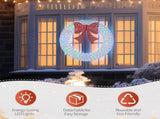 36in Pre-lit Outdoor Christmas Wreath Decoration, Lighted Metal Wreath with Red Bow, Remote Control 78170897
