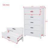 ZUN Retro American Country Style Wooden Dresser with 5 Drawer, Storage Cabinet for Bedroom, White N733P207094K