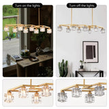 Crystal Chandelier for Dining Room, 8-Light Kitchen Chandelier Light Fixture Modern Metal Industrial W1592P251074