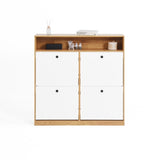 ZUN Shoe Storage Cabinet with 4 Flip Drawers , Shoe Rack Organizer Cabinet with wooden handle 35653658