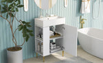 ZUN 21.6" white Bathroom vanity, Combo Cabinet, Bathroom Storage Cabinet, Single Ceramic Sink, Left side 26996276