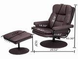 Swivel Cat Scratch Leather Recliner with Ottoman Chair Modern Armchair Ergonomic Push Manual W1622P460958