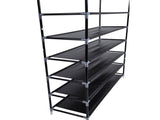 Simple Assembly 10 Tiers Non-woven Fabric Shoe Rack with Handle Black 09118924