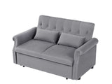 Artemax 55'' Modern Shiny Velvet Convertible Loveseat Sleeper Sofa Couch w/ 2 Lumbar Pillows, W668100736