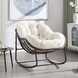 Outdoor Rattan Rocking Chair,Padded Cushion Rocker Recliner Chair Outdoor for Front Porch, Living 82268484