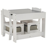 ZUN Children's Wooden Table And Chair Set With Two Storage Bags Grey And 60310011