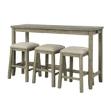 ZUN TOPMAX 4 Pieces Counter Height Table with Fabric Padded Stools,Rustic Bar Dining Set with WF326001AAE