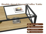 Modern coffee table for Bedroom & Living Room, Tempered Glass&Natural Wood MDF Top , Industrial W241P246907