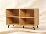 4 Cube Open Storage Bookshelf with 5 Heavy-Duty Metal Elevated Legs, Anti-Tip Wall Anchors Enclosed 18563218