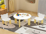 Kids Table and Chair Set, 3-Piece Toddler Table with 2 Chairs, Cute Bear-Back Chairs, Sturdy Wooden 24776717