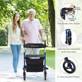 2-in-1 Blue Rollator Walker & Wheelchair - 330 lbs Capacity, 8" PVC Wheels X-Shaped Structure 43466378