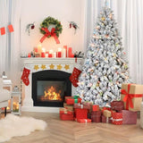 Artificial 6ft Flocked Christmas Tree with 888 PVC Branch Tips, Pine cone*35pcs, 350L Colorful led, 91486641