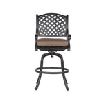 ZUN Patio Outdoor Aluminum Bar Stool With Cushion, Set of 2, Dupione Brown B01051452