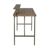 Gia Industrial Counter Table in Antique Metal and Brown Wood-Pressed Grain Bamboo by LumiSource B202P223309