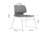 Modern Stacked Office Chair Set with Ergonomic Design in Grey, Polypropylene and Steel Construction, W3788P373805