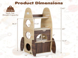 4-Tier Rocket Shape Cat Tree with 2-Tier Condo Sisal Scratch Pad Hanging Pompom NaturalWhite 12794480