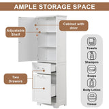 ZUN Tall Bathroom Storage Cabinet, Freestanding Storage Cabinet with Two Different Size Drawers and WF312730AAK