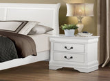 Traditional Design White Finish Nightstand 1pc Antique Drop Handles Drawers Bed Side Table Bedroom B01149269
