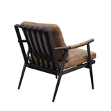 Berham Chestnut and Matt Iron Accent Chair with Metal Leg B062P209142