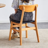 Cozy Natural Wood Color Rubberwood Dining Chair Set - 2 Pieces, Solid Wood and Rattan-Style Design, W1512P355738