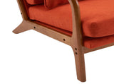 High Back Solid Wood Armrest Backrest Iron Frame Linen Indoor Leisure Chair 08337258