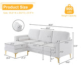 218*141*87cm Burlap Diamond Electroplated Gold Trident Legs Three Seats With Footstool Indoor 29311242