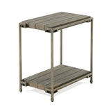 Corbeta Metal Frame Wood Living Room Chairside Table with Shelf, Aged Graphite T2574P164630
