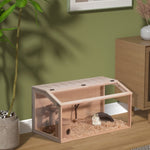 ZUN Wooden Hamster Cage Small Animals House, Acrylic Hutch for Dwarf Hamster, Guinea Pig, Chinchilla, W2181P152982