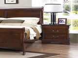 Classic Louis Philippe Style Brown Cherry Finish 1pc Nightstand of 2x Drawers Traditional Design B01155850