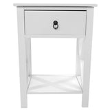 Nightstand Modern End Table, Side Table with 1 Drawer and Storage Shelf, White 06395973