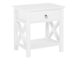 Nightstand Modern End Table, Side Table with 1 Drawer and Storage Shelf, White 06395973