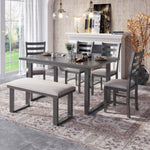 ZUN 6-Pieces Family Furniture, Solid Wood Dining Room Set with Rectangular Table & 4 Chairs with 30399186