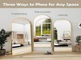 56"x21" Arched Full Length Mirror Freestanding Full Body Floor Mirror, Gold 45394219
